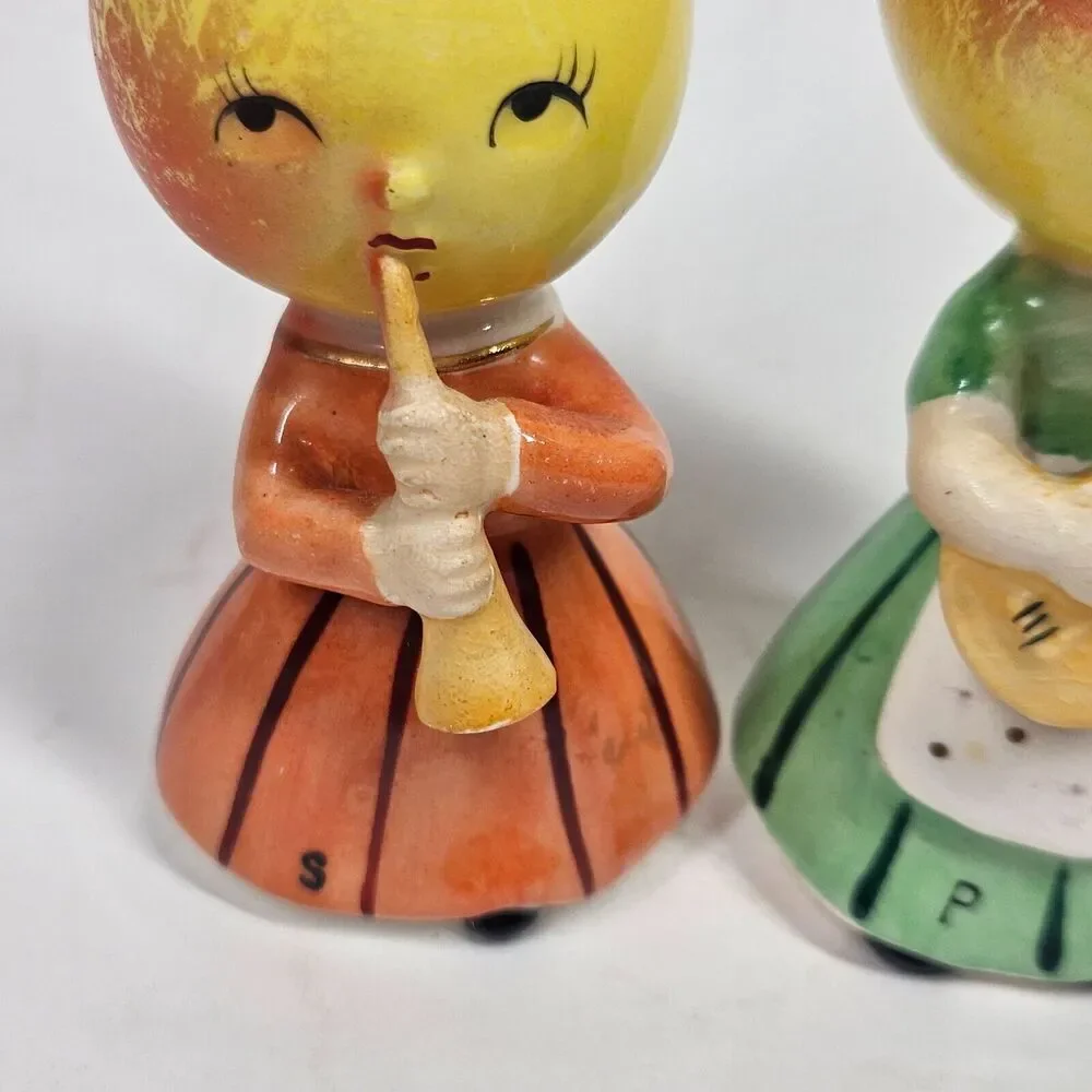 Anthropomorphic Fruit Musicians Salt & Pepper Shakers Pair Vintage Japan Napco